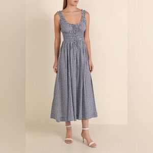 Blue and White Gingham Maxi Dress